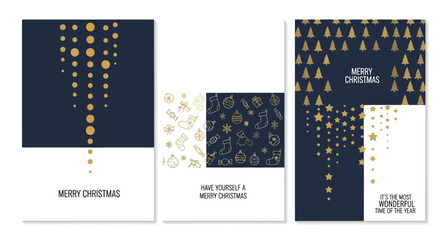 Elegant Navy and Gold Christmas Cards with Modern Holiday Designs for Festive Greetings