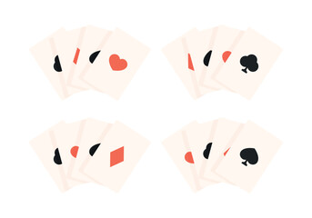 Four cards of different suits together on a white background. Card set