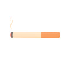 A burning cigarette on a white background. Bad habit. Smoking symbol.