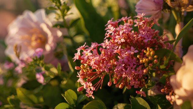 Fototapeta Macro shot of tiny pink blossoms