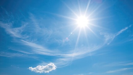Sunny summer scene with clear blue sky and a temperature gauge