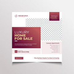Luxury Home for Sale Real Estate Social Poster Design