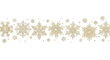 Golden Snowflake Border Decorative Winter Design Elements for Festive Projects