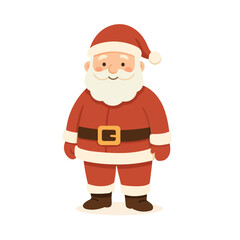 Santa Claus in a red suit with white trim, wearing a hat and black boots. This cheerful Santa Claus is ready to bring holiday joy.