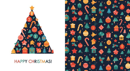 Festive Christmas Tree with Ornamental Pattern for Holiday Season