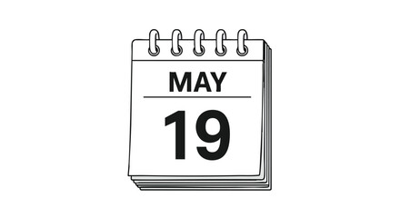 May 19th Isolated Calendar Page Depicting an Important Day for Planning and Scheduling Events