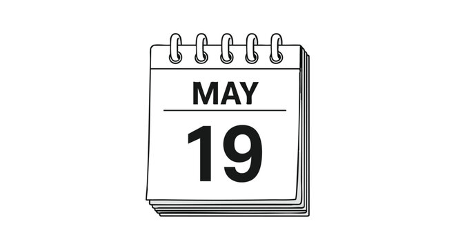 May 19th Isolated Calendar Page Depicting an Important Day for Planning and Scheduling Events