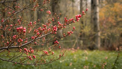 Fototapeta premium Tree Branch with Red Buds