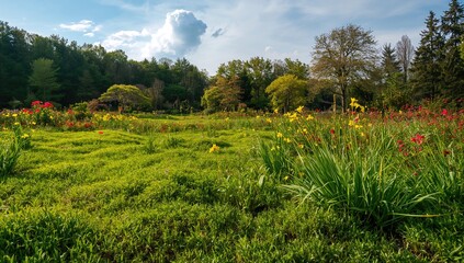 Field blanketed in moss