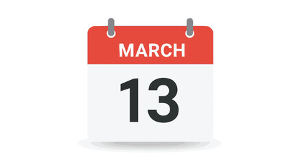 Vector Graphic Calendar Illustrating March 13th for Schedules and Important Dates Reminder Calendar Event Date Reminder