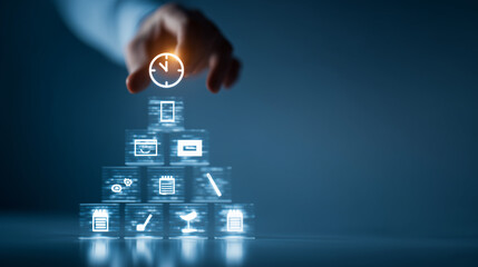 Time Management and Productivity Concept with Digital Icons