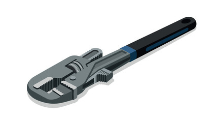 Obraz premium Isometric adjustable pipe wrench on white background for plumbing tools and construction