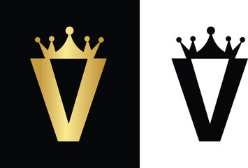 letter v with crown icon
