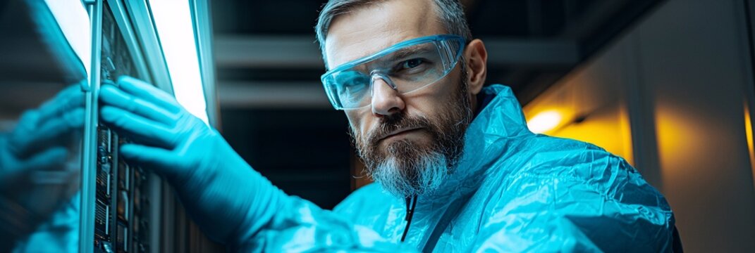 modern it technician in data center working on server hardware