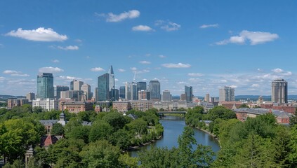 Fototapeta premium A vibrant urban skyline with modern architecture