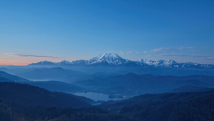 Generative AI Created Scenic Mountain Landscape with Clear Sky