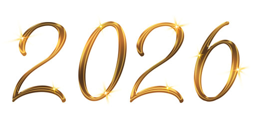 Obraz premium New year 2026 with shiny Golden number isolated.