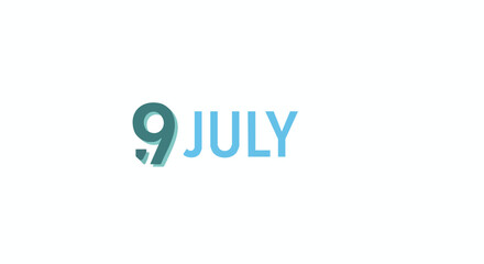 Stylized graphic showcasing the date July 9th with pastel hues and a clean aesthetic perfect for digital calendars