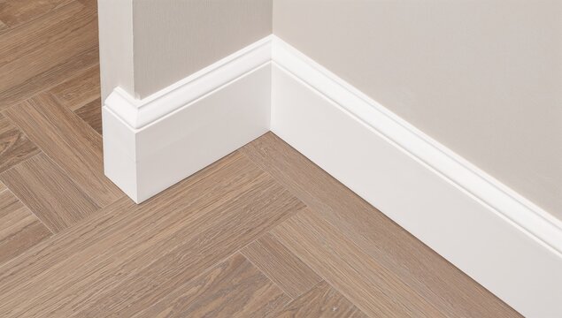 Laminate Flooring Featuring Fresh Baseboards and Rounded Corner Moldings