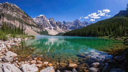 Fototapeta premium Lake with Emerald Waters in a Northern Landscape
