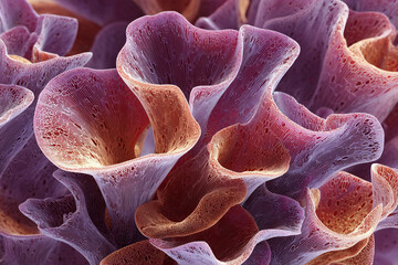 Coral reef texture with vibrant purple and orange tones makes a stunning abstract background for creative projects or modern design concepts that pop with color