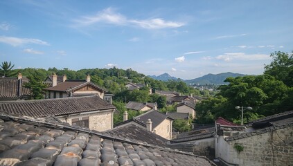 Classic Korean homes with jangdokdae holding condiments like soy sauce, chili paste, and fermented soybean paste