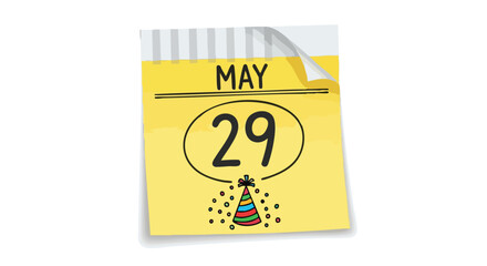 May 29th calendar page depicting a celebration marker for event reminders or planning, event, or anniversaries