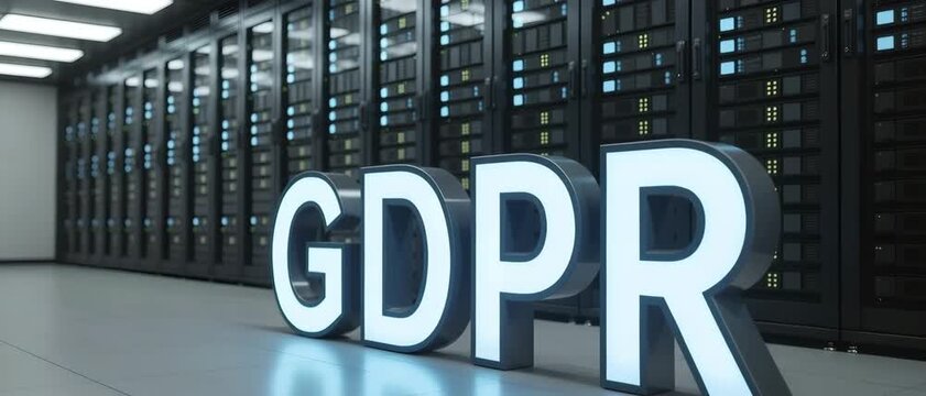 GDPR regulation concept in secure data center