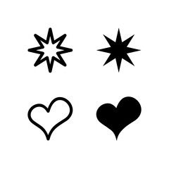 Star and Heart Line and Solid Icon Set for Modern App and UI Design