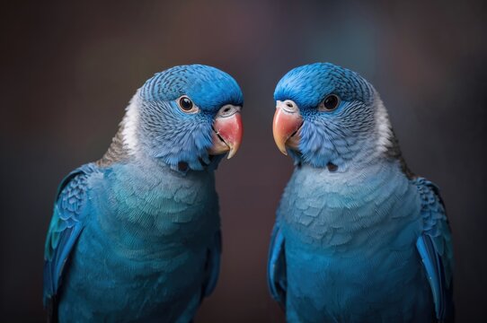 True blue peach lovebirds in violet pied and violet opaline colors