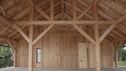 Fototapeta premium Pine House Built with Timber Frame Structure