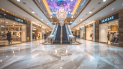 Upscale retail center interior featuring a stunning abstract blurred backdrop