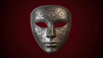 Single silver Venetian-style theatre mask