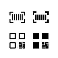 Barcode and QR Code Line and Solid Icon Set for Modern App and UI Design