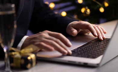 Business Desk With Gift And Champagne