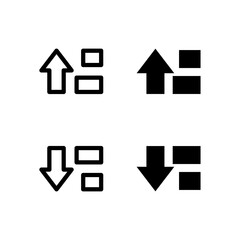 Sort Ascending and Sort Descending Line and Solid Icon Set for Modern App and UI Design