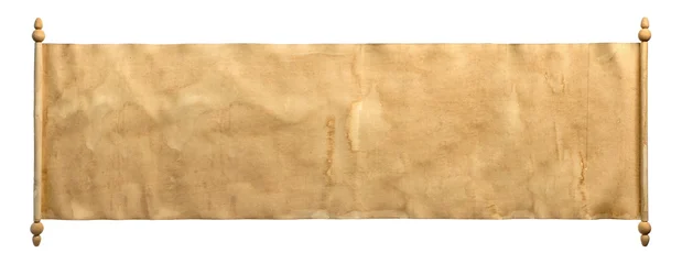 Fotobehang Berken Scroll of old parchment paper isolated on white  © New Africa
