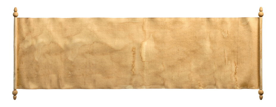Scroll of old parchment paper isolated on white