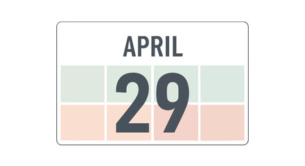 Elegant April 29th calendar design portraying a significant date reminder with gentle pastel hues and a modern minimalist appearance