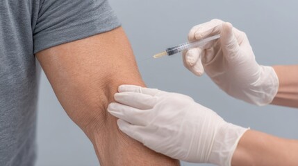Medical Professional Administers Numbing Solution to Patient's Joint for Pain Relief with Syringe in Clinical Setting