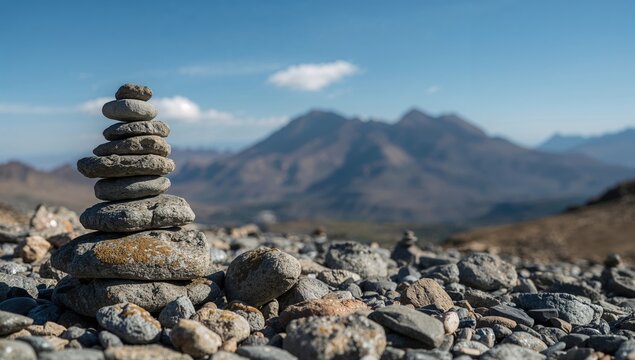 Balanced stone pile