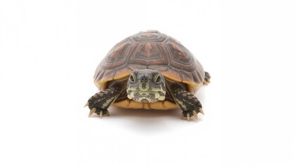 Fototapeta premium Young turtle on a plain white backdrop