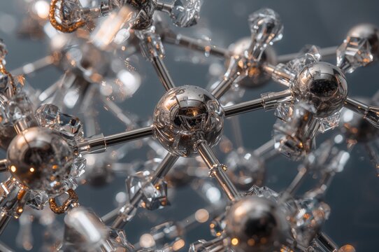 Detailed 3D representation of a metal atom within a glass structure