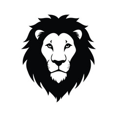 Lion head logo in black and white graphic silhouette design vector, lion head silhouette vector illustration
