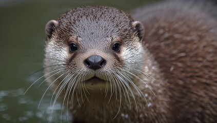 Close-up shot of an otter's face