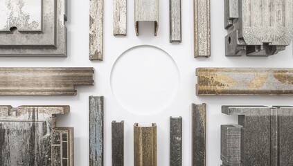Various metal shapes displayed on a white surface