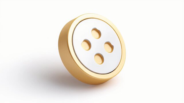 Close-up of a Gold Button with Four Holes.