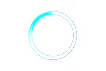 Futuristic cyan glowing circle showing data loading or processing progress, representing technological advancement and waiting