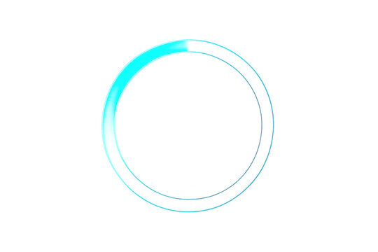 Futuristic cyan glowing circle showing data loading or processing progress, representing technological advancement and waiting