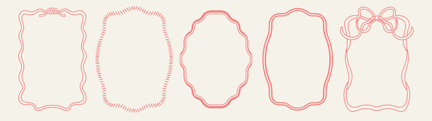 Vintage ribbon frame - Hand drawn ribbon border with cute and elegant coquette style for greeting cards, wedding invitations and birthdays.